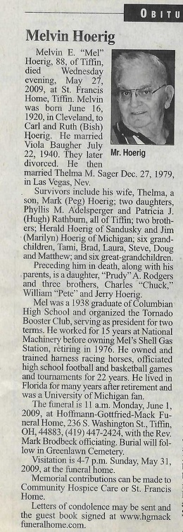Mel Hoerig Obituary
